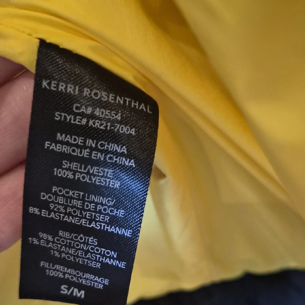 Rosenthal Navy Puffer Jacket with Pink and Yellow Trim - Picture 4 of 6